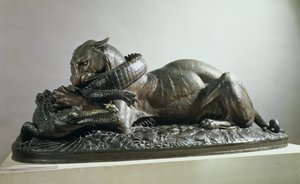 Aligátort faló tigris, 1832 (bronz)